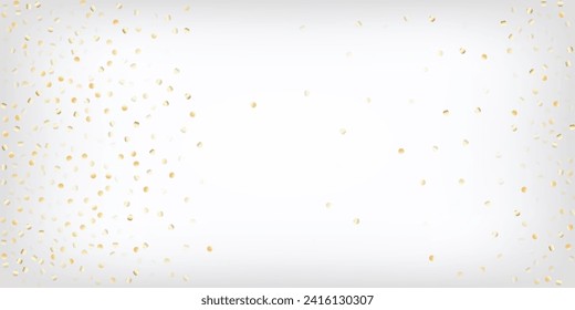 Gold, Silver VIP Flying Bokeh Confetti. Magic Elegant New Year Christmas Decoration Vector Background. Rich Gold, Silver Lights, Sparkles, Gradient Tinsel Confetti. Sparkling Winter Border.