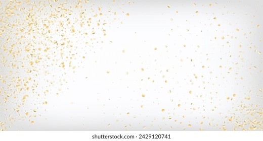 Gold, Silver VIP Flying Bokeh Confetti. Sparkling Luxury New Year Christmas Celebration Vector Background. Rich Gold, Silver Lights, Sparkles, Gradient Tinsel Confetti. Sparkling Winter Bokeh.