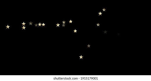 Gold, Silver VIP Flying Stars Confetti. Sparkling Winter Bokeh. Rich Gold, Silver Glitter, Sparkles, Gradient Stars Confetti. Glamour Expensive New Year Christmas Garland Vector Background.