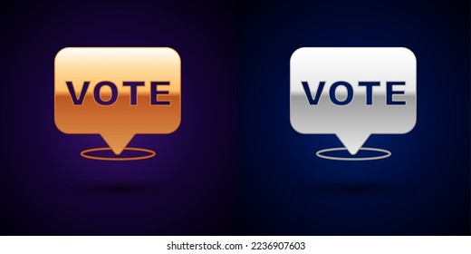 Gold and silver Vote icon isolated on black background.  Vector