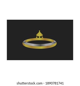 Gold and silver wedding ring couple vector set of 3D realistic icons element