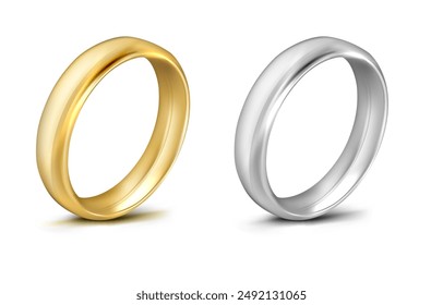 Gold and silver wedding rings. Vector illustration