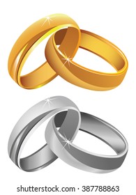 Gold & silver wedding rings vector