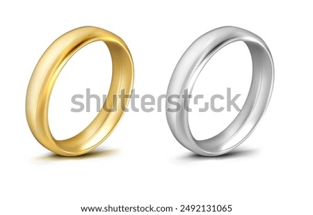 Gold and silver wedding rings. Vector illustration