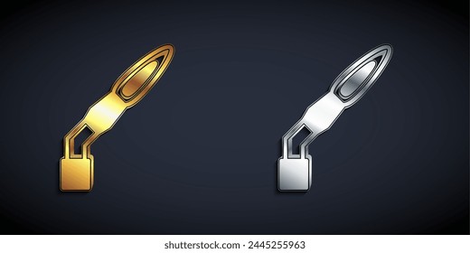 Gold and silver Welding torch icon isolated on black background. Long shadow style. Vector