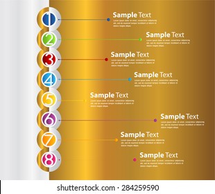 gold silver white modern time line template for website computer graphic and technology. text box. number. infographics.