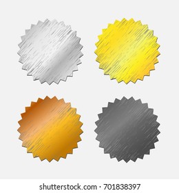 Gold, Silver,Bronze and metal texture empty vector stickers