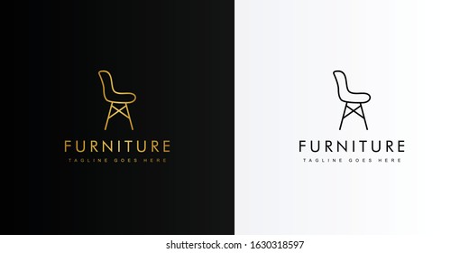 Gold simple chair furniture logo. Modern logo icon template vector design