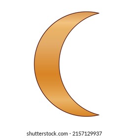 Gold Simple Graphic Moon. Minimalist Golden Gradient Colored Vintage Moon Element Icon.