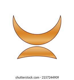 Gold Simple Graphic Moon. Minimalist Golden Gradient Colored Vintage Moon Element Icon.