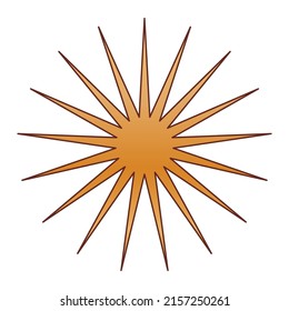 Gold Simple Graphic Star. Minimalist Golden Gradient Colored Vintage Star Element Icon.