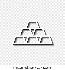 Gold simple icon. Flat desing. White with shadow on transparent grid.ai