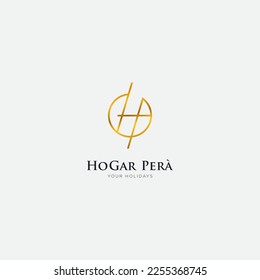 Gold Simple Letter H G P abstract logo design minimalist monogram