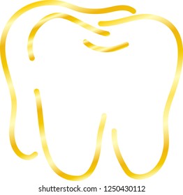 Gold Simple Line drawing of tooth