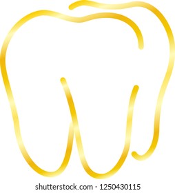 Gold Simple Line drawing of tooth