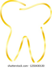 Gold Simple Line drawing of tooth