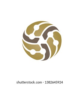Gold Simple Molecule Tech Logo