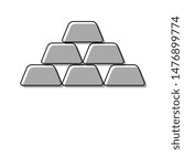 Gold simple sign. Black line icon with gray shifted flat filled icon on white background. Illustration.