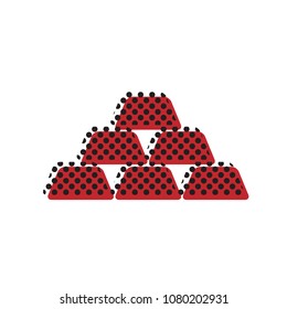Gold simple sign. Vector. Brown icon with shifted black circle pattern as duplicate at white background. Isolated.