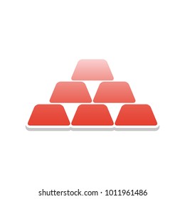 Gold simple sign. Vector. Reddish icon with white and gray shadow on white background. Isolated.