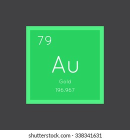 Gold simple style tile icon. Chemical element of periodic table. Vector illustration EPS8