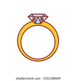 gold single brow ring icon in flat style isolated. Vector Symbol illustration.