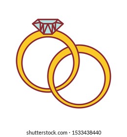 gold single brow ring marriage icon in flat style isolated. Vector Symbol illustration.