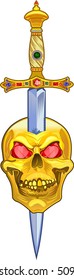 Gold skull and dagger knife 
