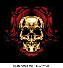 Gold Skull Head Logo vector
