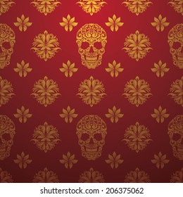 Gold Skull Ornamental Pattern