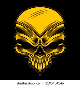 gold skull  vector illustration