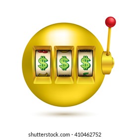 Gold Slot Machine Illustration. Gamble Ball.