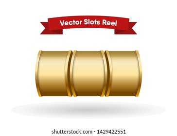 Gold Slot Machine Slots Reel Spin Gambling Vector Illustration