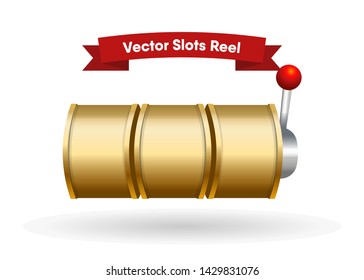 Gold Slot Machine Slots Reel Spin Gambling Vector Illustration