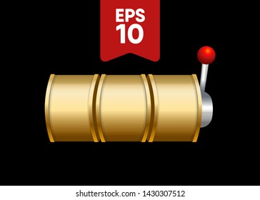 Gold Slot Machine Slots Reel Spin Gambling Vector Illustration