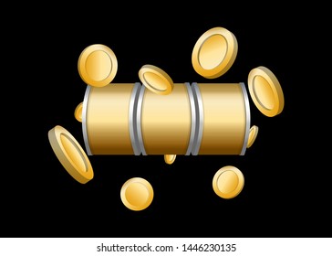 Gold Slot Machine Slots Reel With Coins Jackpot Spin Gambling Vector Illustration