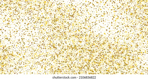 Gold small confetti on a white background. Luxurious festive Christmas background. Gold glittering abstract texture. Design element. Vector illustration, EPS 10.