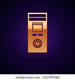 Gold Smart home icon isolated on dark blue background. Remote control.  Vector Illustration