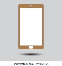 gold smart phone on gray background