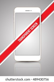 Gold smartphone mock-up transparent screen. Vector illustration for printing, website, presentation, app, game demo on smartphone.
