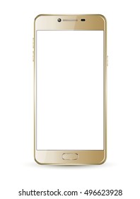 Gold smartphone mock-up. Vector realistic illustration.