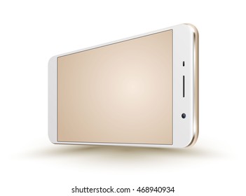 Gold smartphone mockups perspective. Vector illustration.