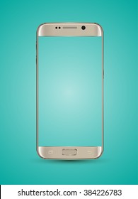 Gold smartphone mockups transparent screen. Vector illustration. Can use for element on printing and web. Place apps, game, website on screen for demo.