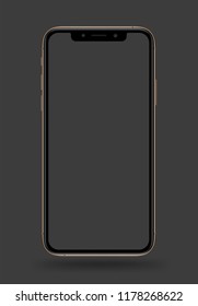 Gold Smartphone-transparenter Bildschirm. Vektorillustration.