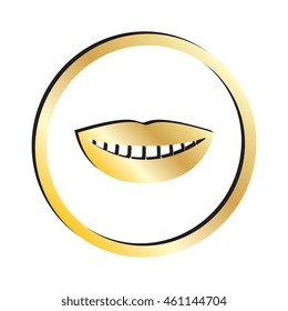 Gold Smiling Mouth Icon