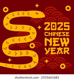 Gold snake design celebrates 2025 Chinese New Year.