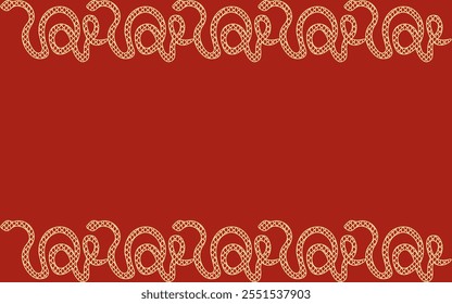 Gold Snake Frame template design on red background. Chinese new year Lunar Frame with Blank copy space field. Vector illustration for web postcard banner card