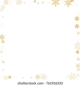Gold Snow Falling on Black Background. Golden Snowflakes. Luxury 