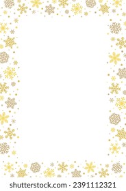 gold snow snowflake frame winter holiday season celebrate christmas sparkling beautiful luxury vector illustration graphic design banner border poster