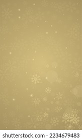 Fondo dorado del vector de nieve dorada. Textura de copo de nieve de vacaciones. Navidad plateada. Resumen del diseño de la nevada.